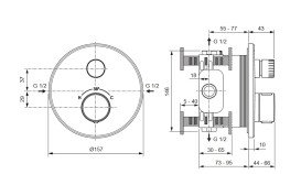 Термостат для душа Villeroy & Boch Universal Taps & Fittings встраиваемый матовый черный TVS000038000K5