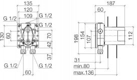 Термостат для змішувача Dornbracht прихованого монтажу без регулювання витрати хром 35 425 970 90