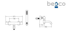 Термостат для ванной Besco Veo настенный с душевым гарнитуром хром BW-VST-CH