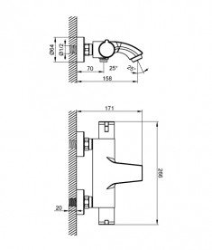 Термостат для ванной Devit Ecotherm однорычажный с переключателем латунь хром 67033TJW4