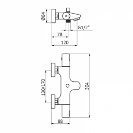 Термостат для ванной GRB Tender с душевой лейкой латунь хром 105900