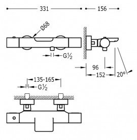 Термостат для ванной Tres Max-Tres с каскадным изливом и ручным душем хром 06117209