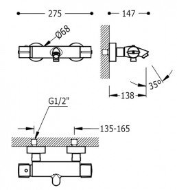 Термостат для ванни Tres Lex-Tres з ручним душем хром 1811749