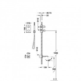 Термостат для ванної Tres Therm-Box на 2 споживача з душовим гарнітуром хром 00625006