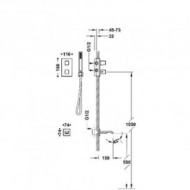 Термостат для ванної Tres Therm-Box на 2 споживача з душовим гарнітуром золото 20225057OR