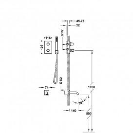 Термостат для ванної Tres Therm-Box на 2 споживача з душовим гарнітуром матове рожеве золото 21125007OPM