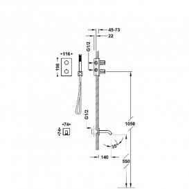 Термостат для ванної Tres Therm-Box на 2 споживача з душовим гарнітуром хром 06225006