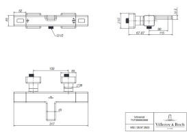 Термостат для ванної кімнати Villeroy & Boch Universal Taps & Fittings двовентильний матове золото TVT00000200076