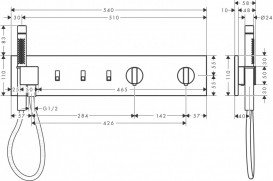 Термостат скрытого монтажа Hansgrohe Axor ShowerComposition 3 потребителя с ручным душем хром 12572000