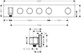 Термостат скрытого монтажа Hansgrohe Axor ShowerSolutions Select 530/90 3 потребителя матовый никель 18356820