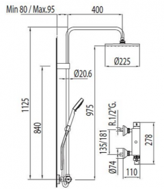 Душова система з термостатом TRES LEX 181385