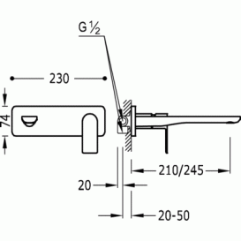 Смеситель для раковины однорычажный настенный Tres коллекция Loft-Tres хром 20020002