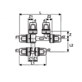 Тройник двойной Tece TECElogo одноплоскостной 20x16x20 мм 8740103