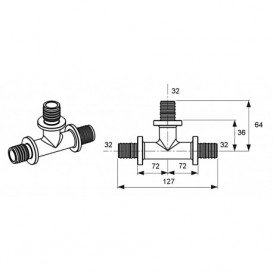 Тройник равнопроходный Tece Teceflex пластик черный 32x32x32 PPSU 730932