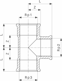 Трійник Viega 1622 Rp⅜хRp⅜хRp⅜ латунь хромована 114275