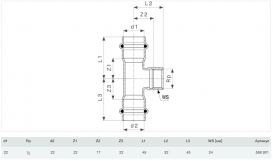 Трійник Viega Prestabo 1117.2 22хRp1/2х22 нелегированная сталь 558901
