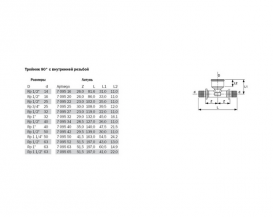 Тройной резьбовой фитинг TECE TECEflex 90° с внутренней резьбой 32х1/2
