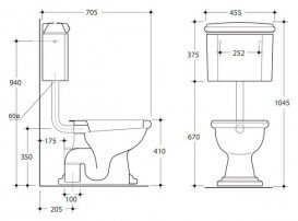 Труба для подключения низкого бачка Kerasan Retro/Waldorf золото 750491
