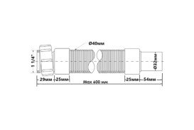 Труба розтяжна для раковини McAlpine 60 см 1¼х32 поліпропілен білий FLX-CCB-600