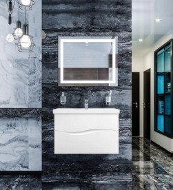 Тумба Аквародос Альфа 80 см с раковиной Frame ДСП/МДФ белый АР000040171