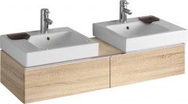 Тумба для двух раковин Geberit iCon с двумя выдвижными ящиками и полкой ДСП натуральный дуб/меламин древесная структура 841322000
