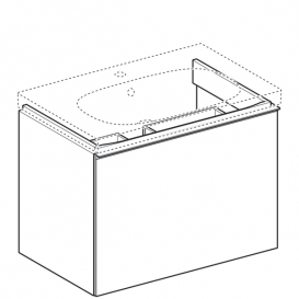 Тумба для раковини Geberit Acanto з висувним і внутрішнім висувним ящиком ДСП пісочно-сірий матовий/пісочно-сіре глянцеве скло 500.611.JL.2