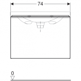 Тумба для раковины Geberit Acanto с выдвижным и внутренним выдвижным ящиком ДСП черный матовый/черное глянцевое стекло 500.611.16.1