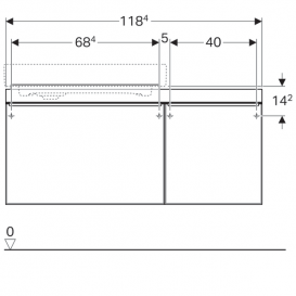 Тумба для раковины Geberit Citterio с двумя выдвижными ящиками и полкой справа ДСП черное глянцевое стекло/серо-коричневый дуб 500.562.JJ.1