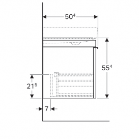 Тумба для раковины Geberit Citterio с двумя выдвижными ящиками и полкой слева ДСП бежевое глянцевое стекло/бежевый дуб 500.563.JI.1