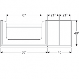 Тумба для раковины Geberit Citterio с двумя выдвижными ящиками и полкой справа ДСП бежевое глянцевое стекло/бежевый дуб 500.567.JI.1