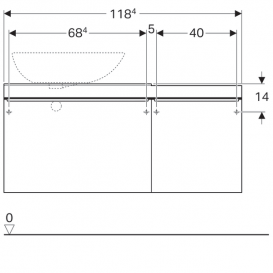 Тумба для раковини Geberit Citterio з двома висувними ящиками і полицею ДСП бежевий/бежевий дуб 500.564.JI.1
