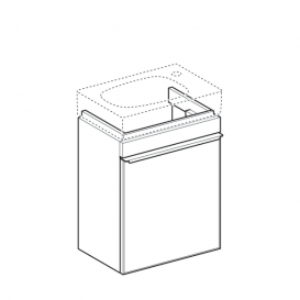 Тумба для раковини Geberit Citterio з одними дверима ДСП сіро-коричневе глянцеве скло/бежевий дуб 500.555.JI.1