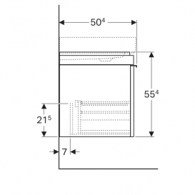 Тумба для раковини Geberit Citterio з одним висувним ящиком ДСП чорне глянцеве скло/сіро-коричневий дуб 500.566.JJ.1
