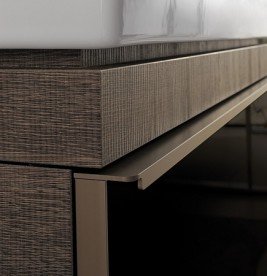 Тумба для раковини Geberit Citterio з одним висувним ящиком ДСП чорне глянцеве скло/сіро-коричневий дуб 500.566.JJ.1