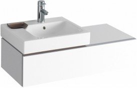 Тумба для раковины Geberit iCon с одним выдвижным ящиком и полкой ДСП белый/высокоглянцевое покрытие 840490000
