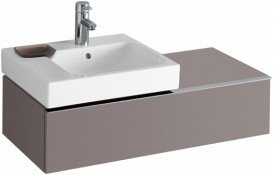 Тумба для раковины Geberit iCon с одним выдвижным ящиком и полкой ДСП платиновый/высокоглянцевое покрытие 840492000