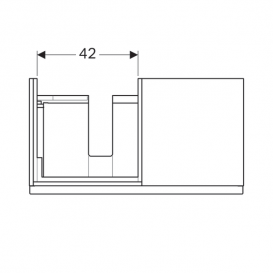 Тумба для раковины Geberit iCon с одним выдвижным ящиком и полкой ДСП платиновый/высокоглянцевое покрытие 840492000