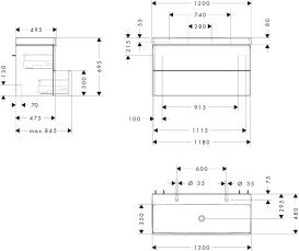 Тумба Hansgrohe Xelu Q с раковиной 120х48 см МДФ белый глянцевый 54386000