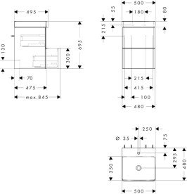 Тумба Hansgrohe Xelu Q с раковиной 50х48 см МДФ матовый серый 54369670