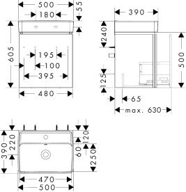 Тумба Hansgrohe Xilesa E с раковиной Xanuia Q 50х39 см МДФ матовый белый 54395700