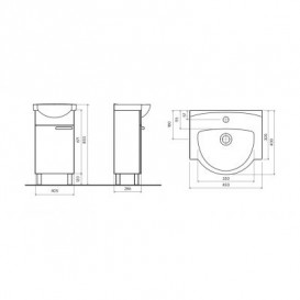 Тумба Koło Freja 40,5х28,6х67,1 см із раковиною 40х45 см білий глянець L79003000
