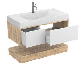 Тумба Miraggio Duo с раковиной Fly 1000 ДСП белый/дуб канзас 8814999