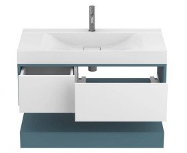 Тумба Miraggio Duo с раковиной Fly 1000 МДФ белый/камень зеленый 8814962