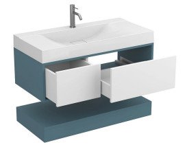 Тумба Miraggio Duo с раковиной Fly 1000 МДФ белый/камень зеленый 8814962