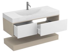 Тумба Miraggio Duo з раковиною Fly 1200 МДФ білий/кашемір 8814980