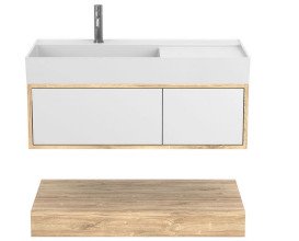 Тумба Miraggio Duo с раковиной Soul 1000 ДСП белый/дуб канзас 8815003