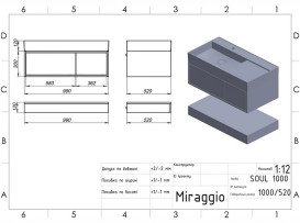 Тумба Miraggio Duo с раковиной Soul 1000 ДСП белый/дуб канзас 8815003