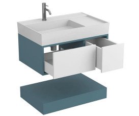 Тумба Miraggio Duo с раковиной Soul 800 МДФ белый/камень зеленый 8814969