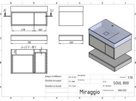 Тумба Miraggio Duo с раковиной Soul 800 МДФ белый/серый 8814991