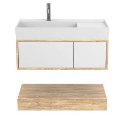 Тумба Miraggio Duo з раковиною Soul 900 ДСП білий/дуб канзас 8815002